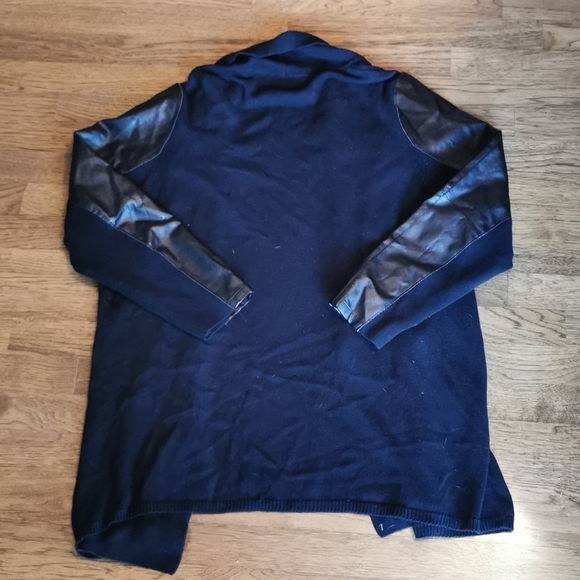 Laura Plus Sweaters Laura Plus Black Cardigan Vegan Leather Plus 3x